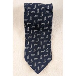 Armani Collezioni Silk Tie Made in Italy Navy Gray Abstract Pattern Necktie